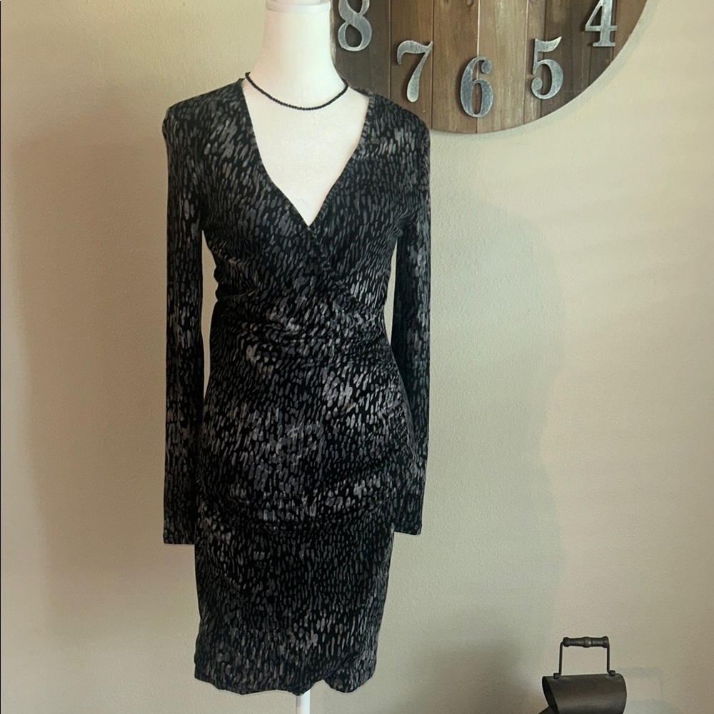 Banana Republic Black and Gray Midi Dress